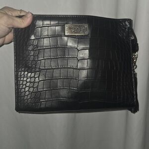 Victoria's Secret Black Crocodile Embossed Clutch